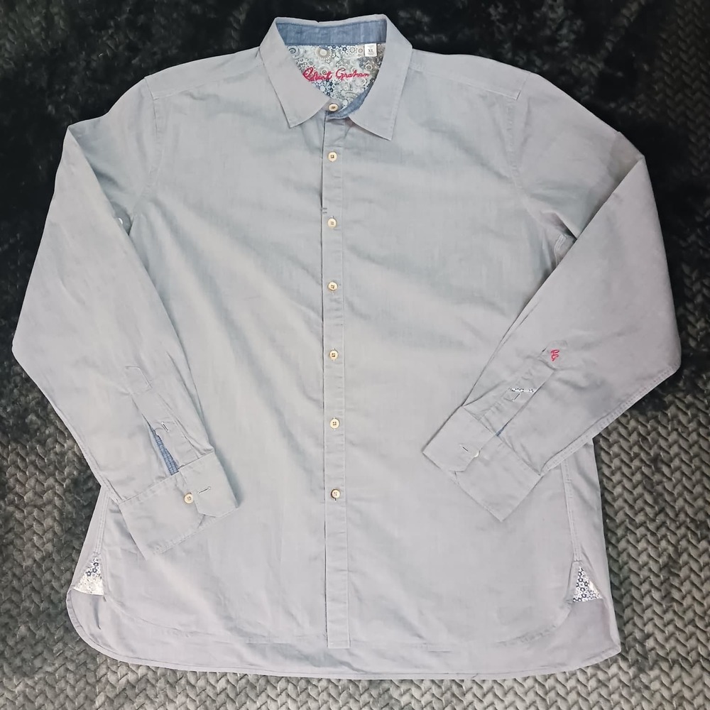 Robert Graham Classic Fit Long Sleeve Mens Gray Shirt‎ Size XL